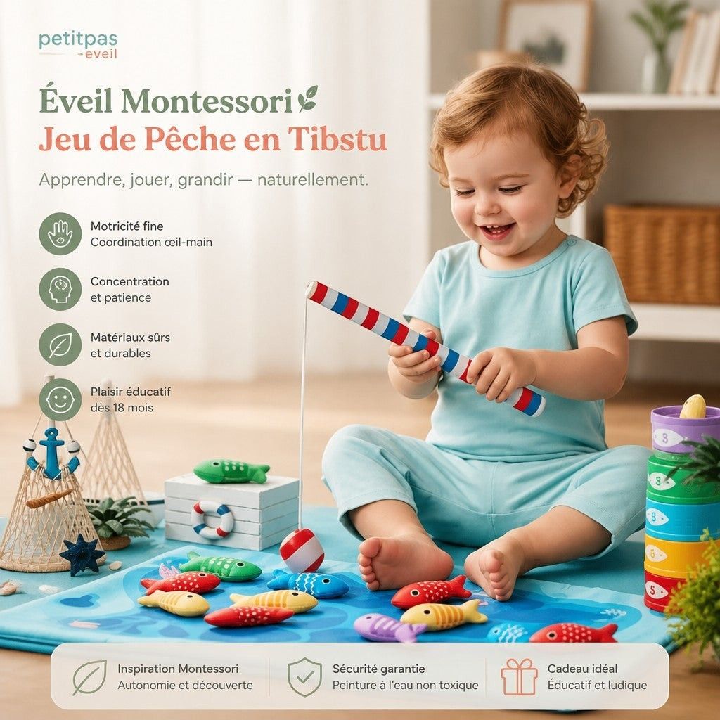 PetitPas Éveil Jeu De Pêche En Tissu: Jeu De Pêche Éducatif Pour Enfants PetitPas Éveil Jouets d'activité jeu-de-peche-en-tissu-montessori-eveil-et-motricite