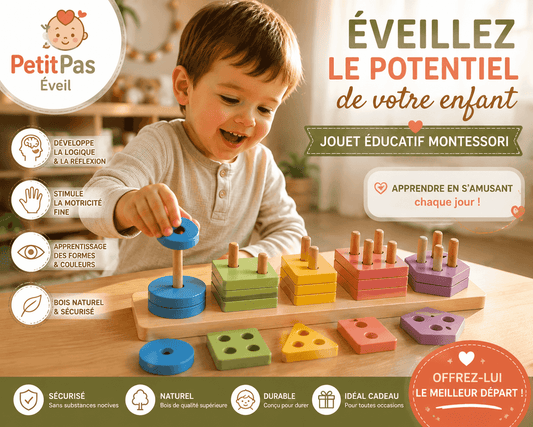 Jouet d'éveil Montessori en bois PetitPas Éveil avec pêche magnétique et chiffres pour enfants d'âge préscolaire.