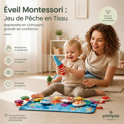 PetitPas Éveil Jeu De Pêche En Tissu: Jeu De Pêche Éducatif Pour Enfants PetitPas Éveil Jouets d'activité jeu-de-peche-en-tissu-montessori-eveil-et-motricite