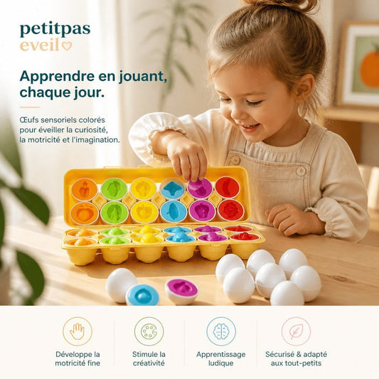 PetitPas Éveil Jouet Montessori: Jeu Éducatif De Correspondance De Formes En Forme D'Oeufs Jouets d'activité oeufs-vis-3d-puzzle