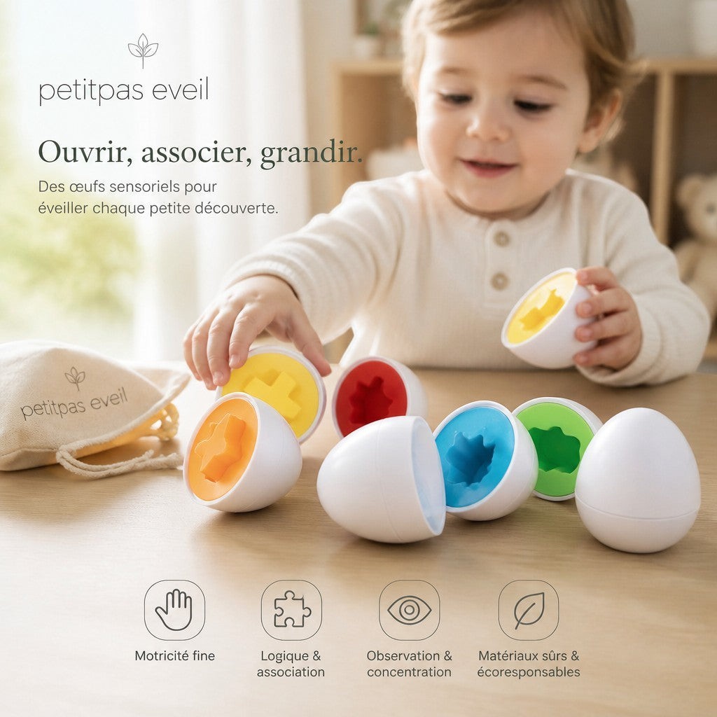 PetitPas Éveil Jouet Montessori: Jeu Éducatif De Correspondance De Formes En Forme D'Oeufs Jouets d'activité oeufs-vis-3d-puzzle