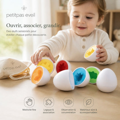 PetitPas Éveil Jouet Montessori: Jeu Éducatif De Correspondance De Formes En Forme D'Oeufs Jouets d'activité oeufs-vis-3d-puzzle