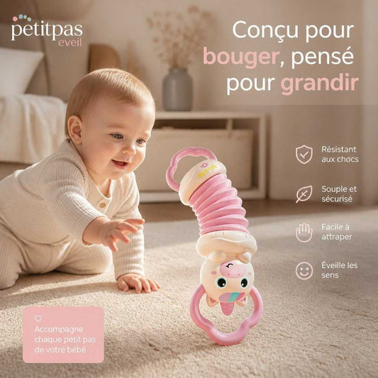 Accordéon pour bébé PetitPas Éveil avec motif licorne, instrument de musique coloré et adapté aux tout-petits, en bois léger.