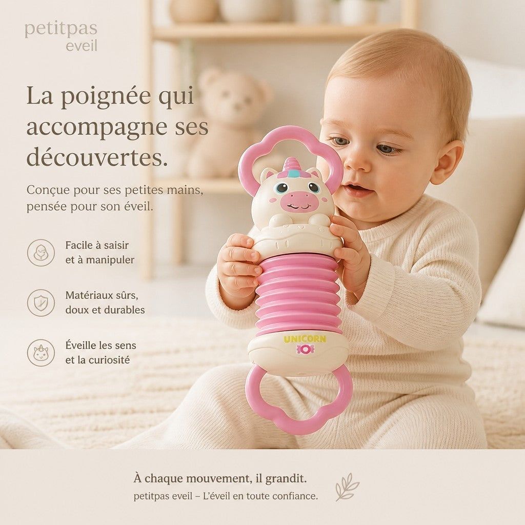 Accordéon pour bébé PetitPas Éveil avec motif d'ours en peluche, instrument de musique pour enfant, coloré et adapté aux tout-petits.