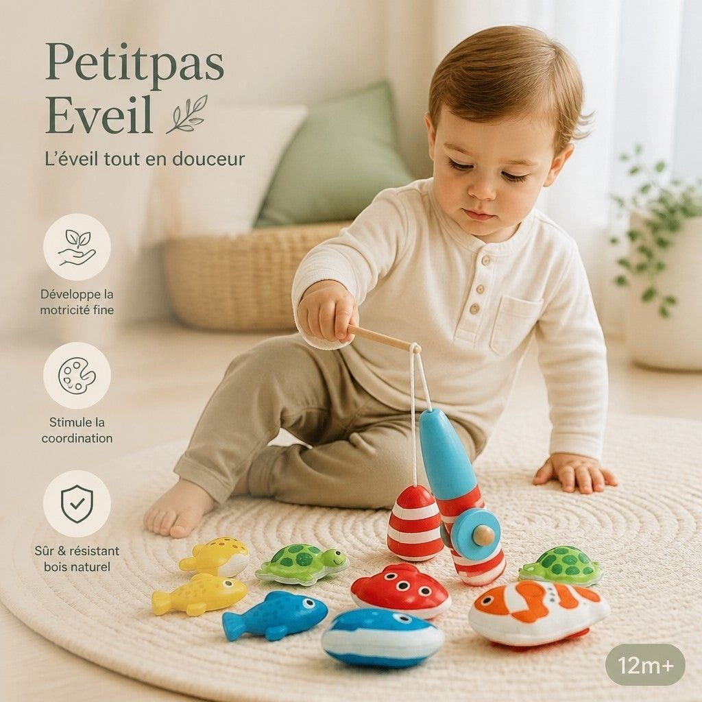 PetitPas Éveil Jeu De Pêche En Tissu: Jeu De Pêche Éducatif Pour Enfants PetitPas Éveil Jouets d'activité jeu-de-peche-en-tissu-montessori-eveil-et-motricite